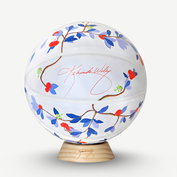 This open edition 2023 leather basketball features Kehinde Wiley’s 2013 painting John Wilmot, 2nd Earl of Rochester from the artist's series The World Stage: Jamaica.
