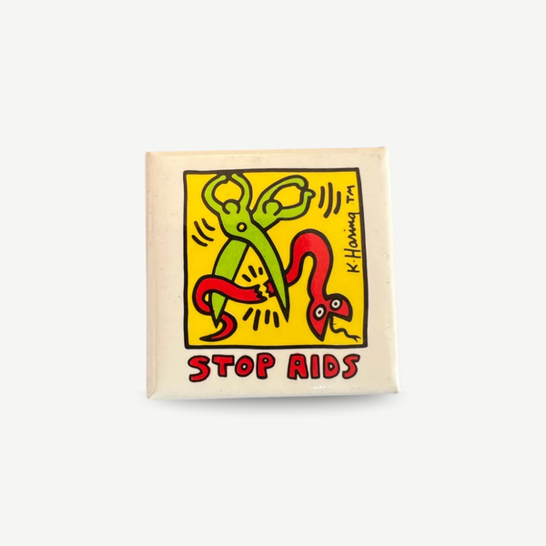 Original Keith Haring Pin vintage pin for sale Keith haring Stop AIDS