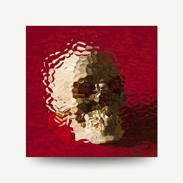 signed Marcus Harvey print from glass paintings red skull print with red background