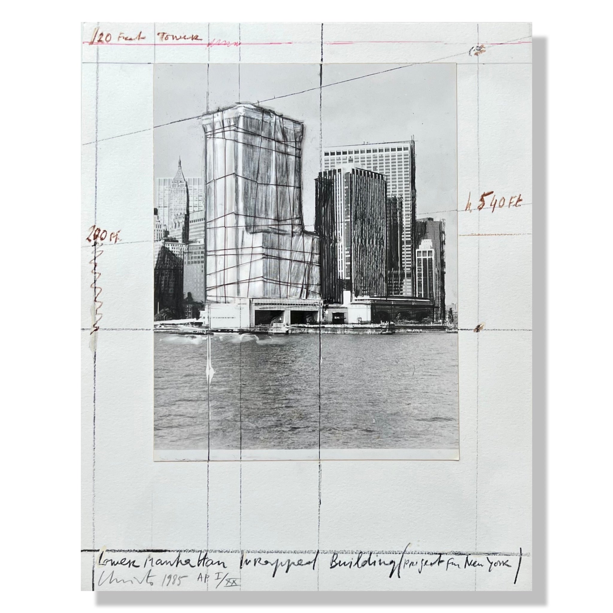 Christo and Jeanne-Claude - Lower Manhattan Wrapped Building, Project for New York