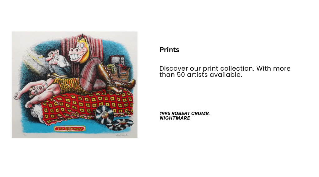 Picture of a Robert Crumb print entitled nightmare, made from a limited edition in 1995