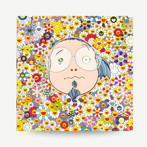 Vibrant limited-edition Murakami flower print featuring smiling blooms, signed and numbered by the artist. Rare collectible Japanese pop art.