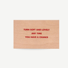 Original wood art tile by Jenny Holzer featuring red printed text, available for sale