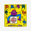 Keith Haring coloring book cover with colorful illustrations on a yellow background