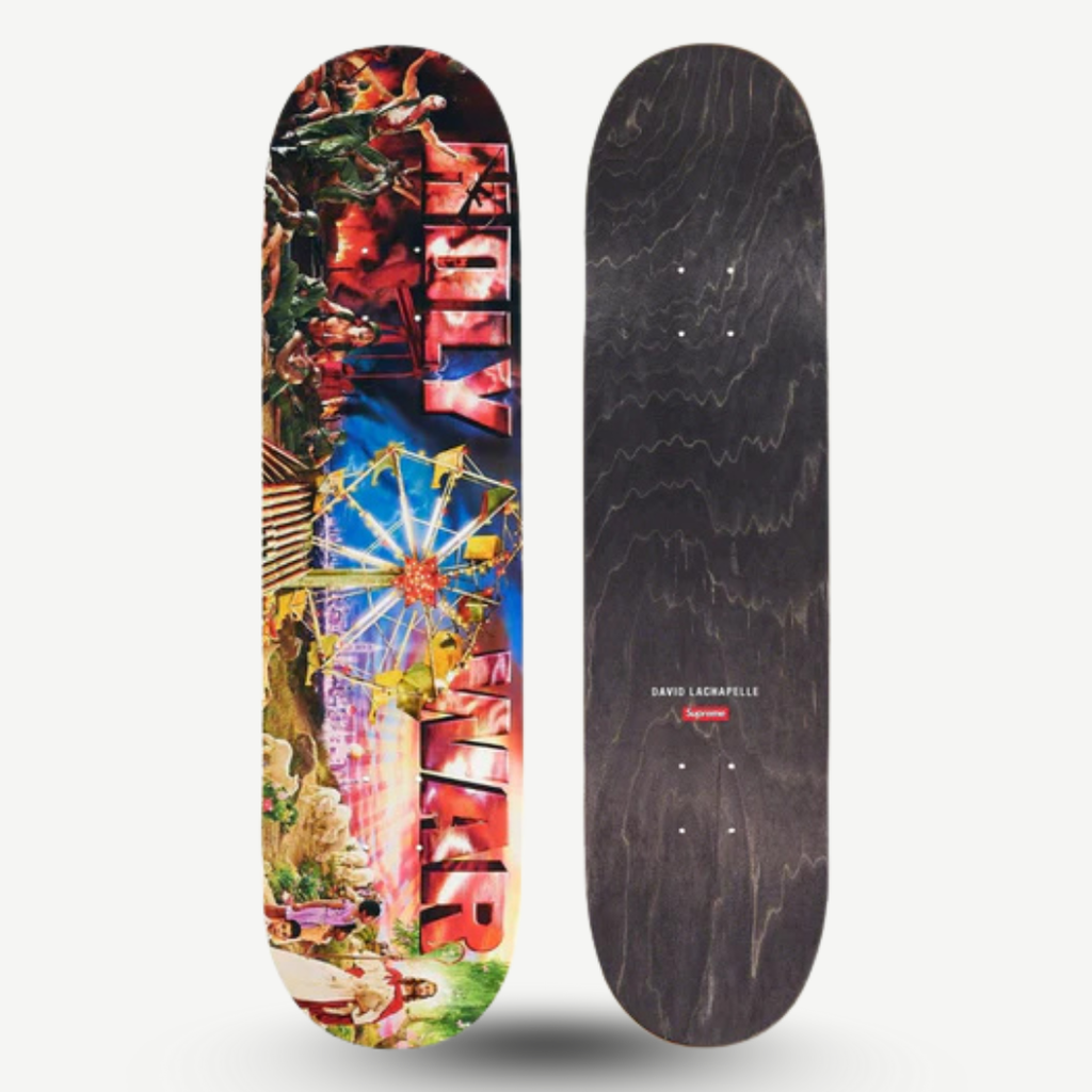 Iconic collaboration between the NY independent streetwear brand Supreme and the famous photographer David LaChapelle.
