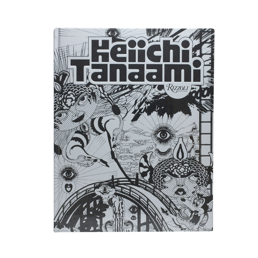 Book cover with black and white illustrations and 'Keiichi Tanaami' text on a white background