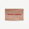 Original wood art tile by Jenny Holzer featuring red printed text, available for sale