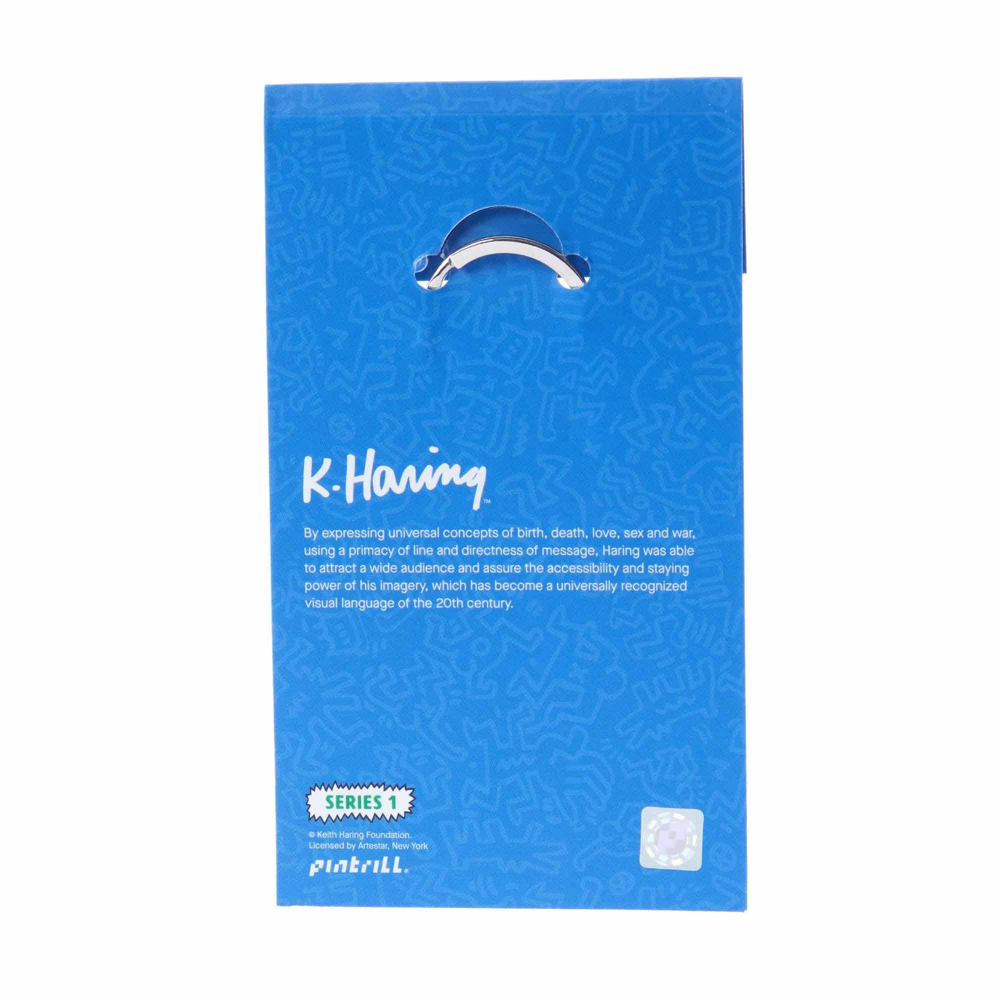 Blue packaging with 'K.Haring' branding on a white background