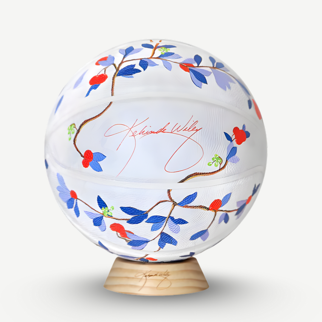 This open edition 2023 leather basketball features Kehinde Wiley’s 2013 painting John Wilmot, 2nd Earl of Rochester&nbsp;from&nbsp;the artist's&nbsp;series&nbsp;The World Stage: Jamaica.