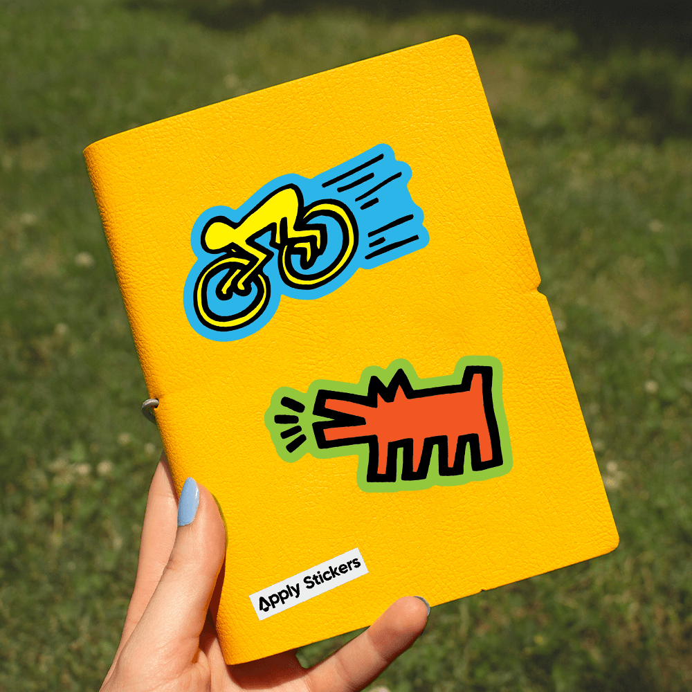 Keith Haring - Barking Dog Orange Sticker