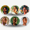 A complete set of six porcelain coupe plates featuring original Kehinde Wiley paintings.
Porcelain coupe plates