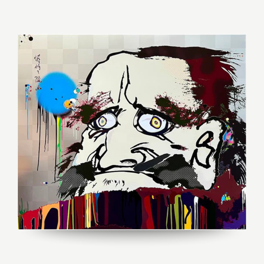 Takashi Murakami – The road to Illumination stretches too far ahead. How can I fend off the crashing waves of earthly desires? I am there in a mournful beast. The husk of humanity, too cruel