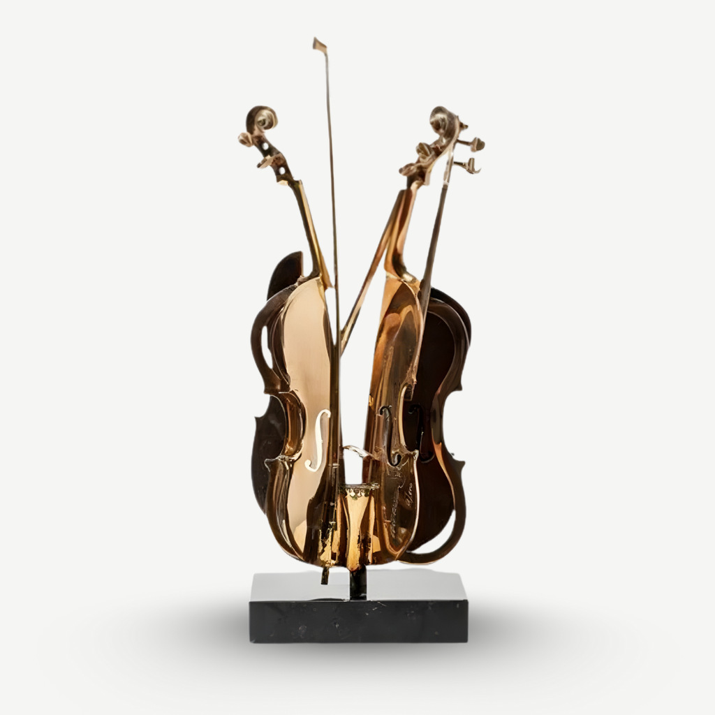 Violin original sculpture by Arman Made in 1991 Copper multiple on marble foot From a Limited Edition of 100 Signed and numbered by Arman 