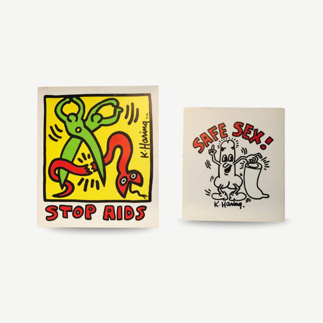 Keith Haring - Stop AIDS & Safe Sex Stickers