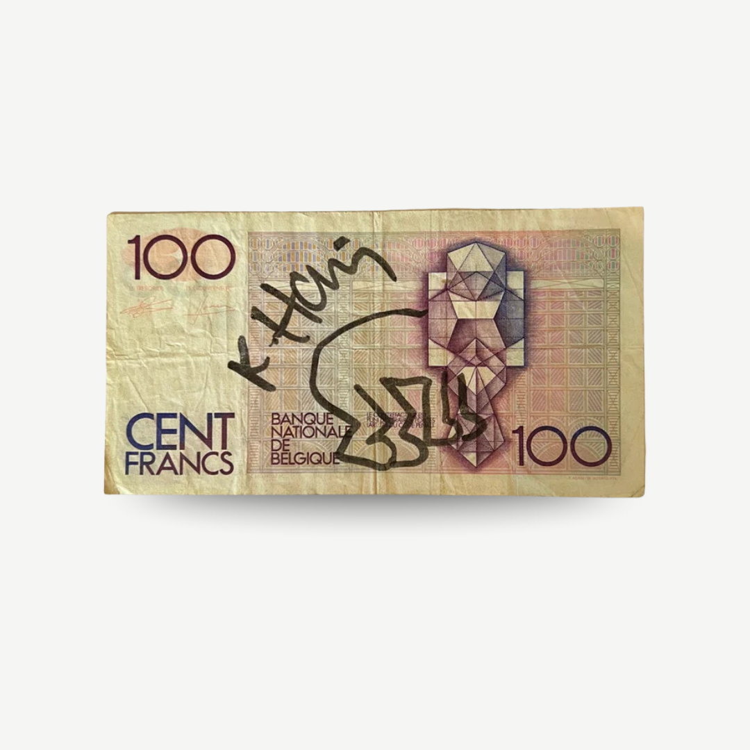 Keith Haring - Drawing and Signature on Francs