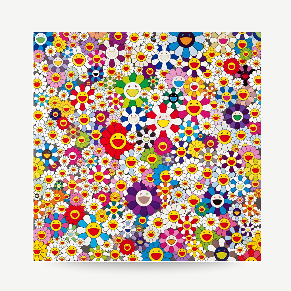 Takashi Murakami Flower print, smiling flower motif, limited edition offset lithograph