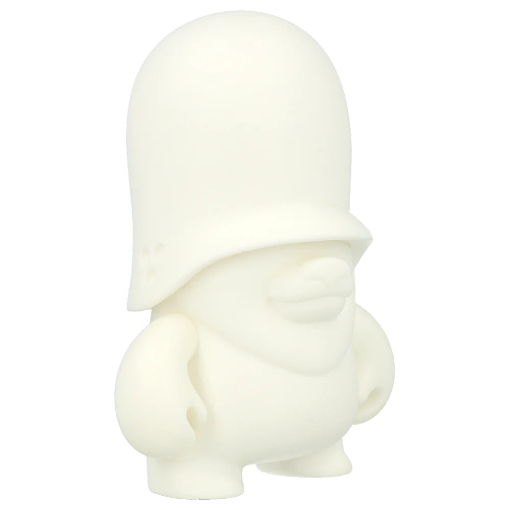 White collectible figurine by Flying Fortress character with a large head and small body on a white background