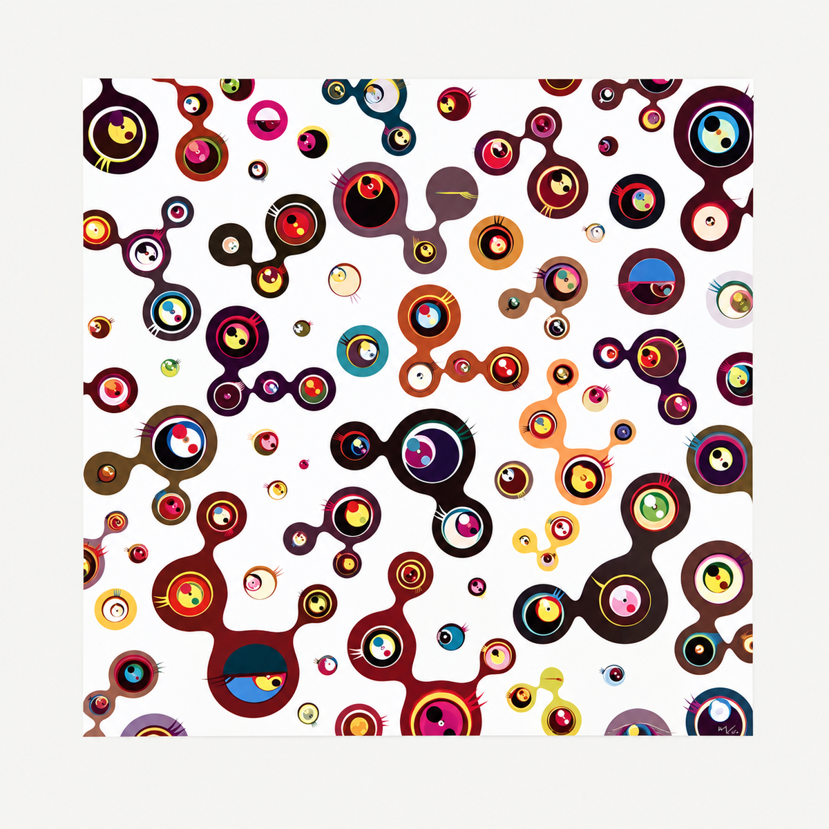 Takashi Murakami hand-signed original lithograph, limited-edition Japanese contemporary art print featuring the artist’s colorful Superflat style.