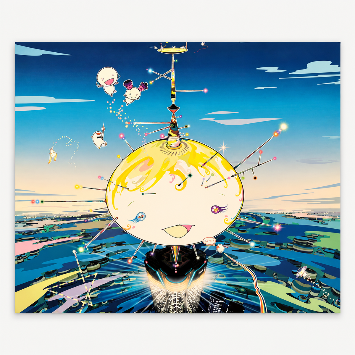 Takashi Murakami hand-signed original lithograph, limited-edition Japanese contemporary art print featuring the artist’s colorful Superflat style