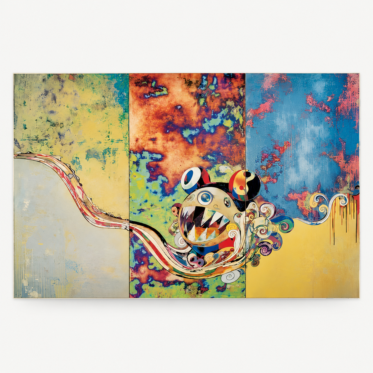 Takashi Murakami hand-signed original lithograph, limited-edition Japanese contemporary art print featuring the artist’s colorful Superflat style
