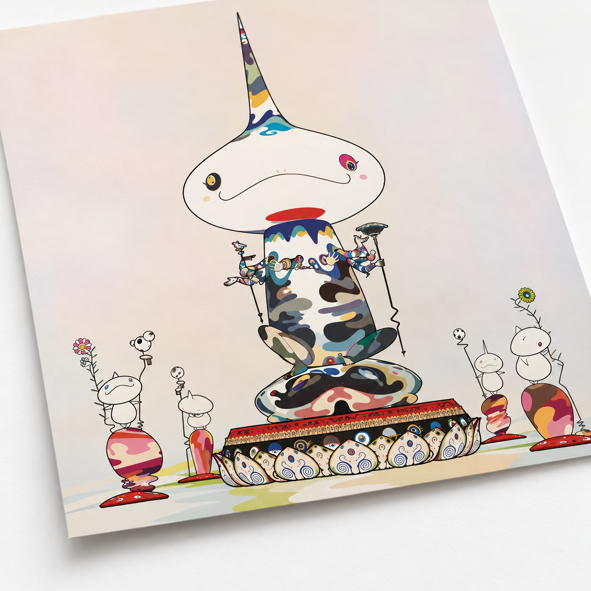 Takashi Murakami hand-signed original lithograph, limited-edition Japanese contemporary art print featuring the artist’s colorful Superflat style