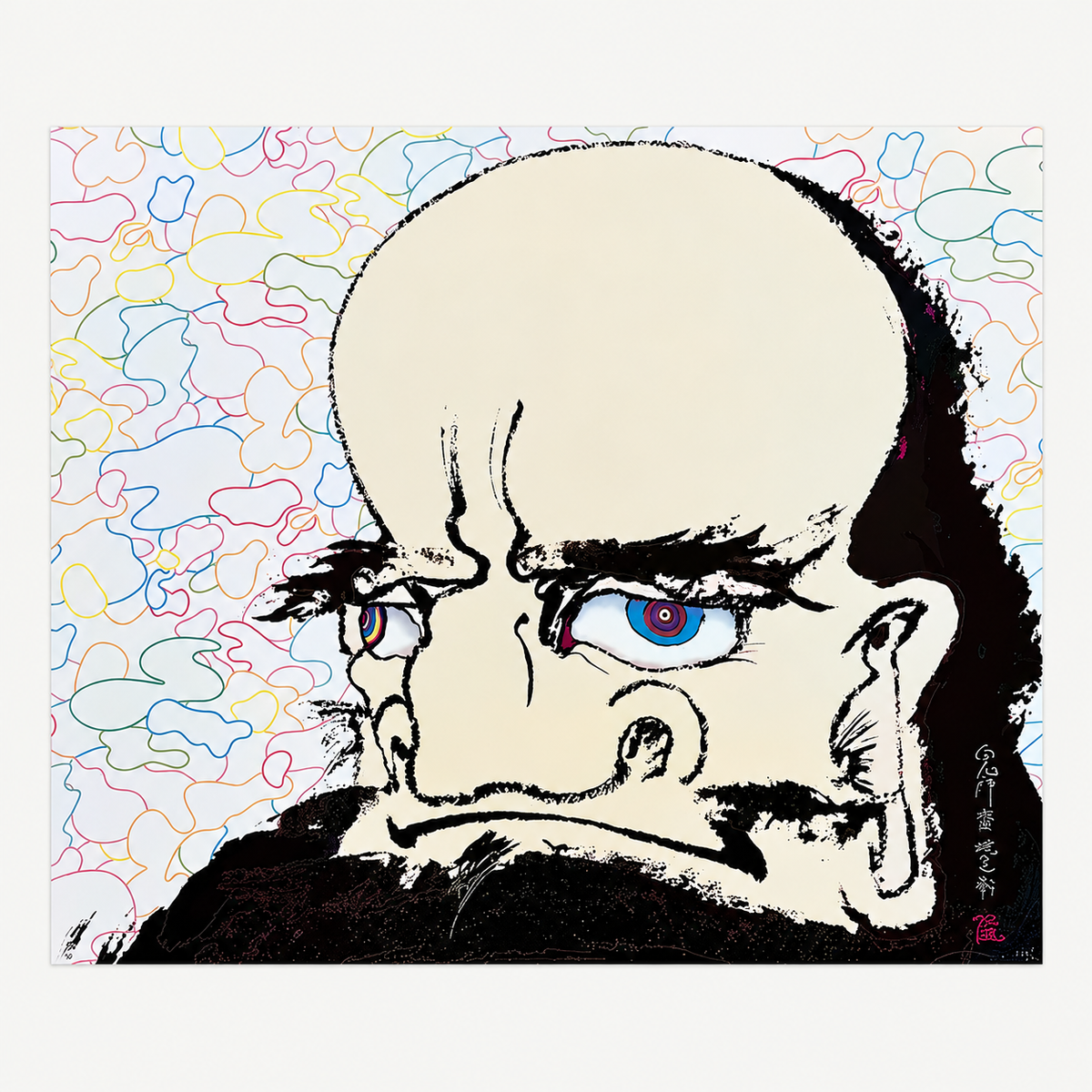 Takashi Murakami hand-signed original lithograph, limited-edition Japanese contemporary art print featuring the artist’s colorful Superflat style.