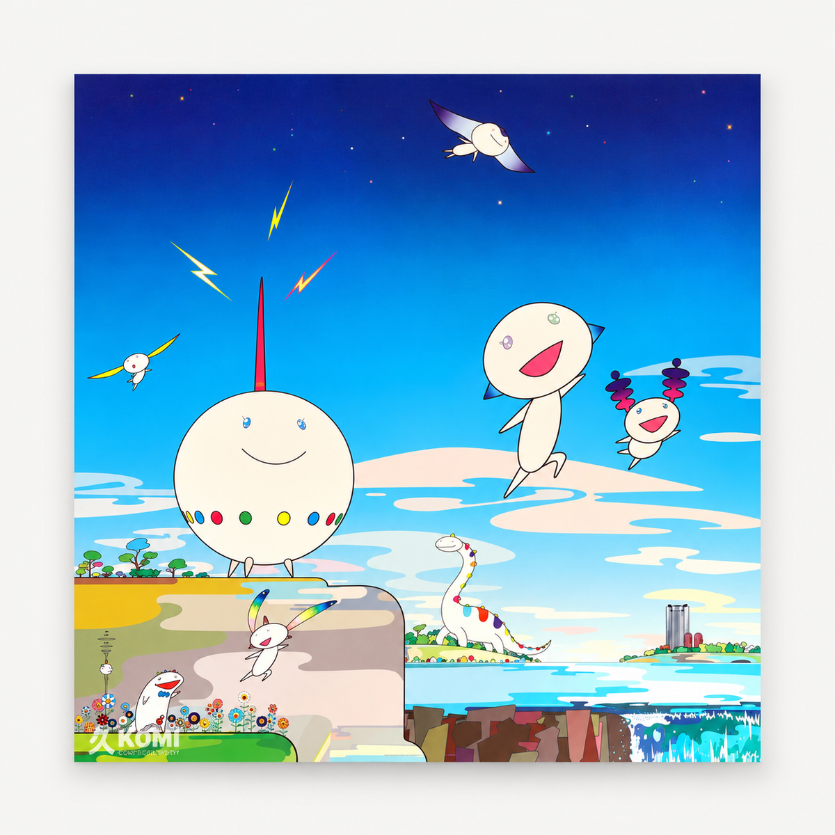 Takashi Murakami hand-signed original lithograph, limited-edition Japanese contemporary art print featuring the artist’s colorful Superflat style