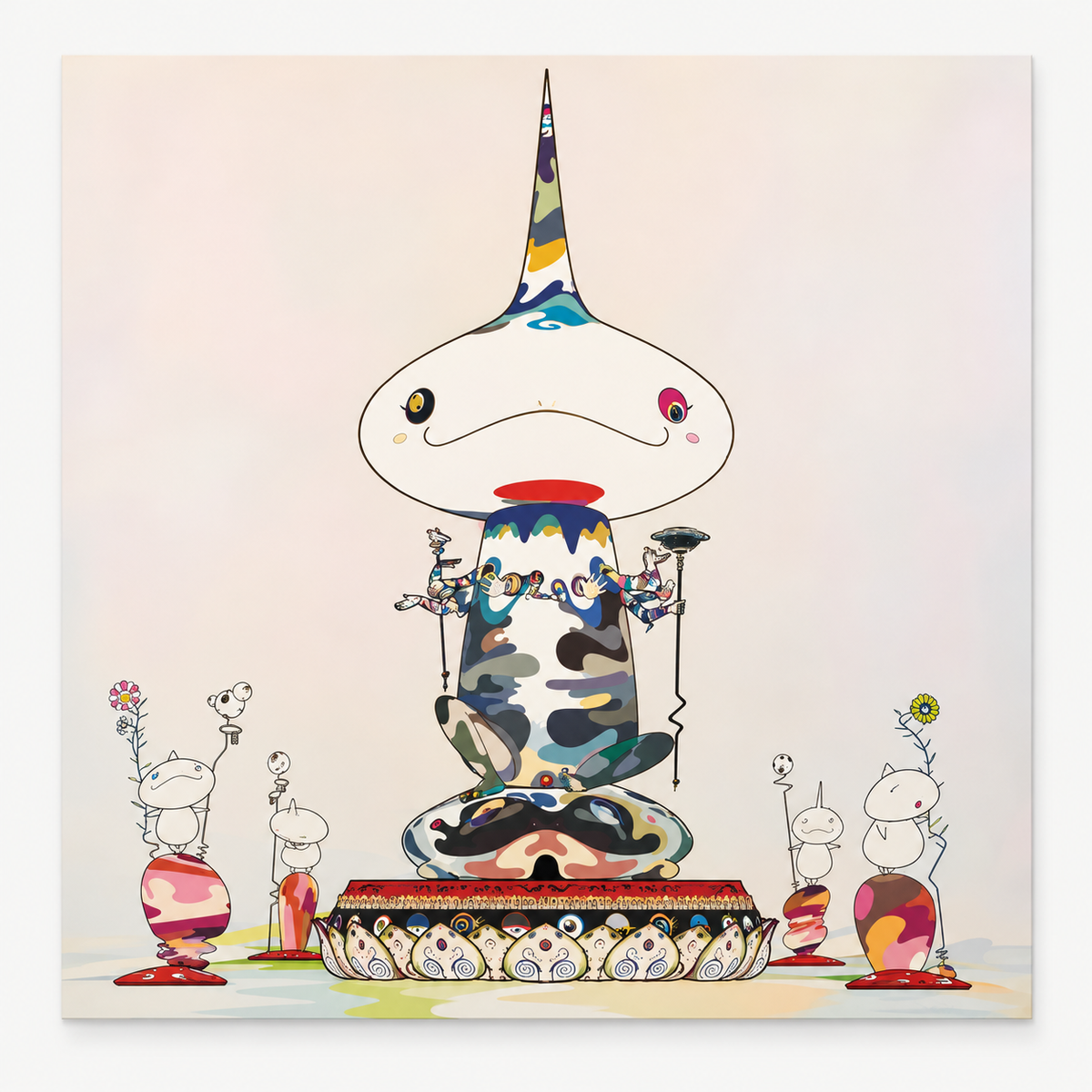 Takashi Murakami hand-signed original lithograph, limited-edition Japanese contemporary art print featuring the artist’s colorful Superflat style