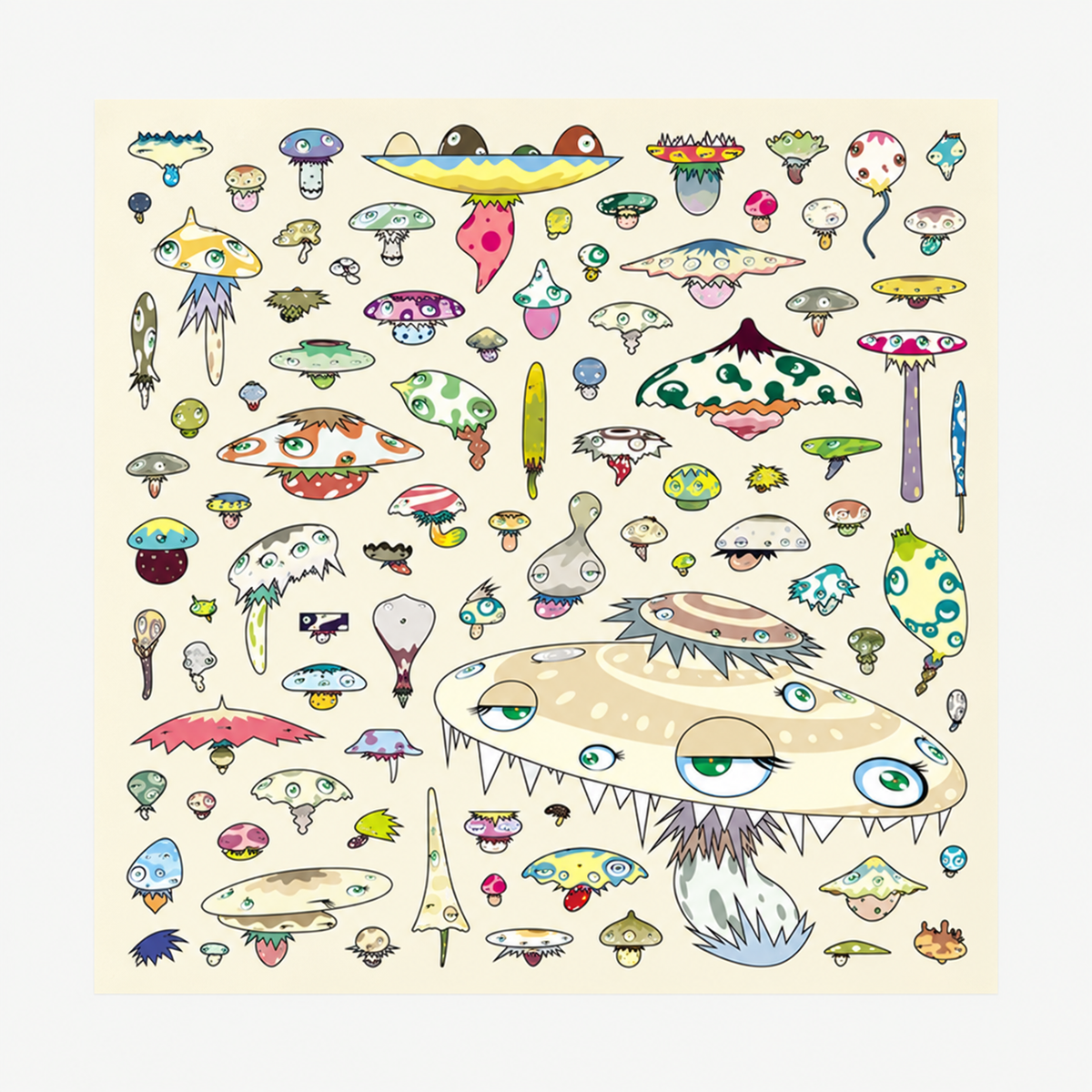 Takashi Murakami hand-signed original lithograph, limited-edition Japanese contemporary art print featuring the artist’s colorful Superflat style.