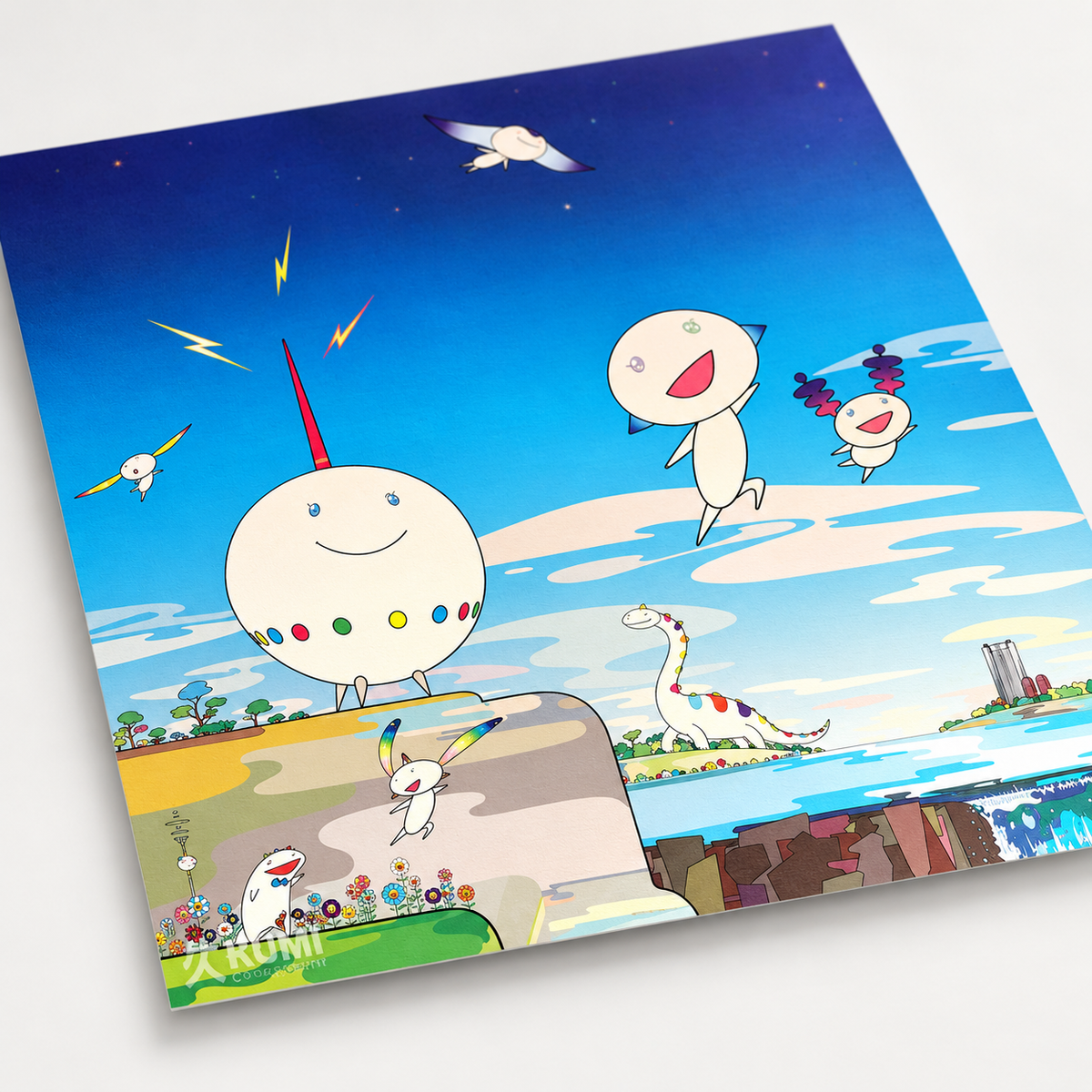 Takashi Murakami hand-signed original lithograph, limited-edition Japanese contemporary art print featuring the artist’s colorful Superflat style