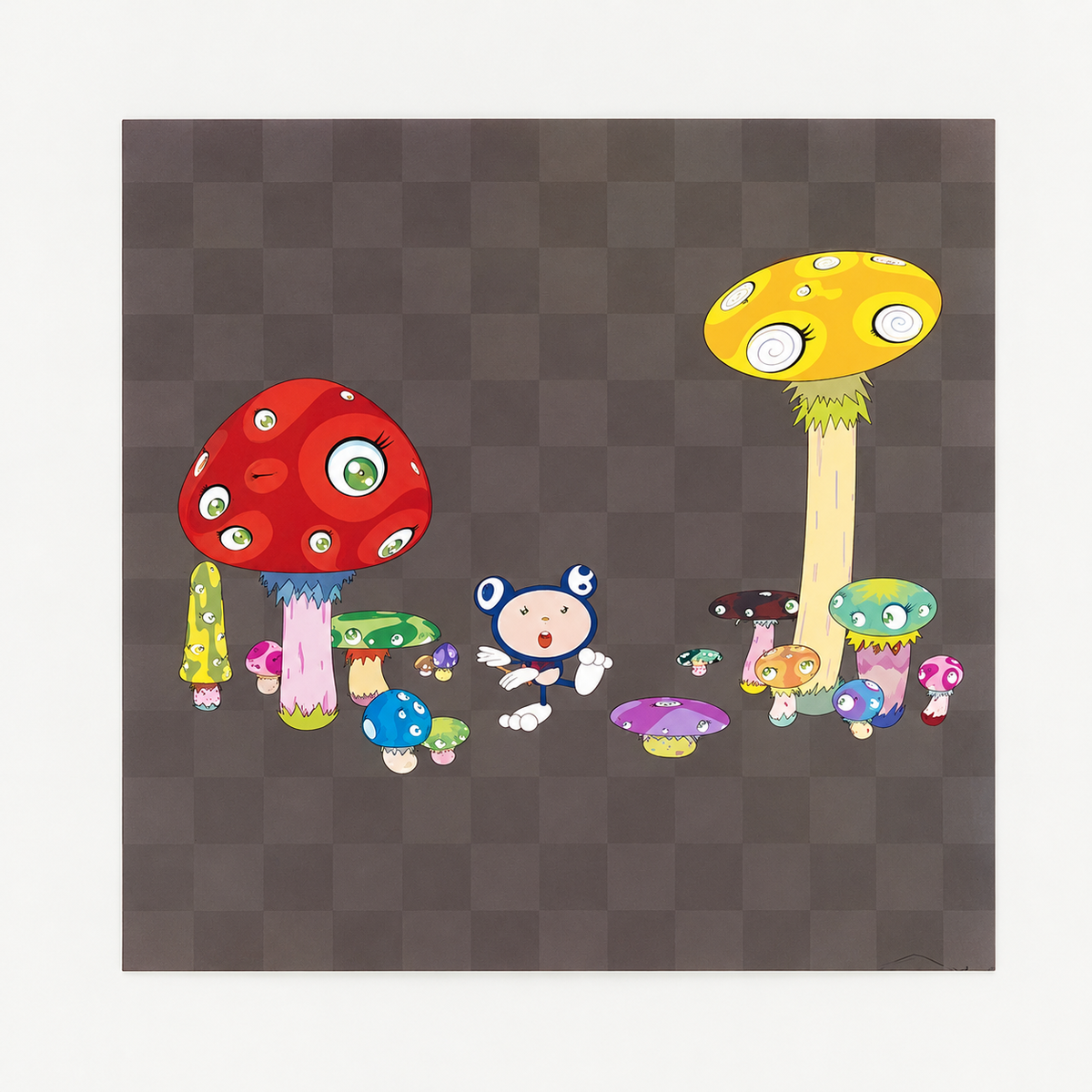 Takashi Murakami hand-signed original lithograph, limited-edition Japanese contemporary art print featuring the artist’s colorful Superflat style.