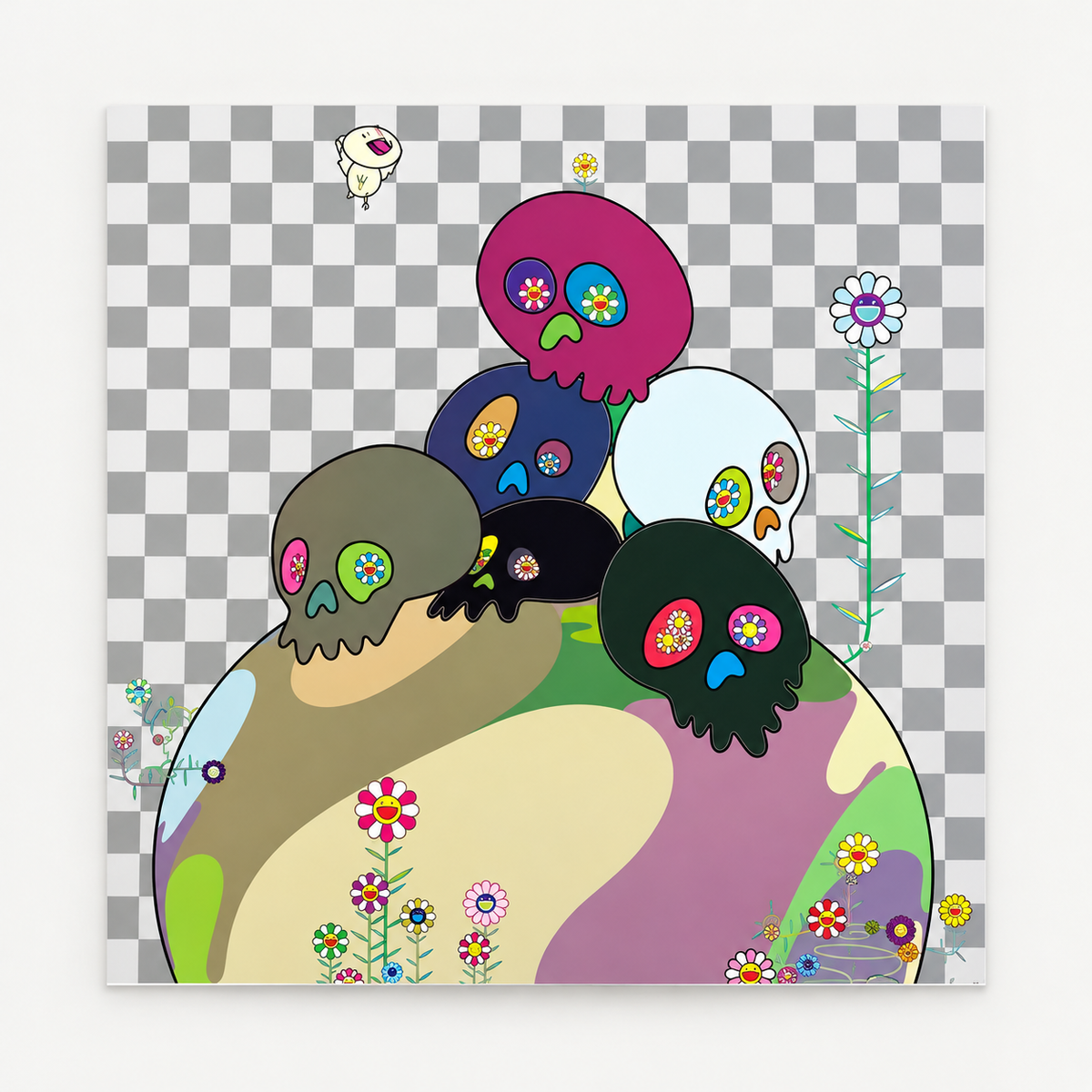 Takashi Murakami hand-signed original lithograph, limited-edition Japanese contemporary art print featuring the artist’s colorful Superflat style