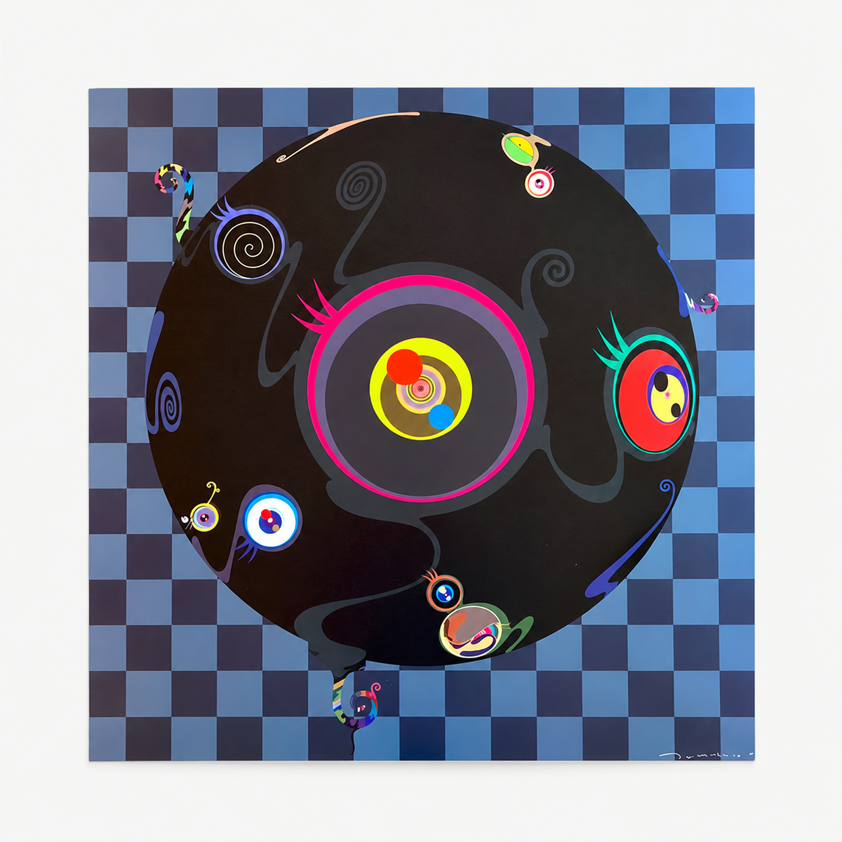 Takashi Murakami hand-signed original lithograph, limited-edition Japanese contemporary art print featuring the artist’s colorful Superflat style.
