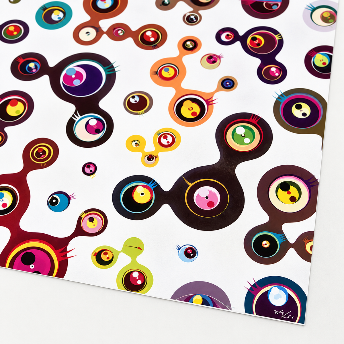 Takashi Murakami hand-signed original lithograph, limited-edition Japanese contemporary art print featuring the artist’s colorful Superflat style.