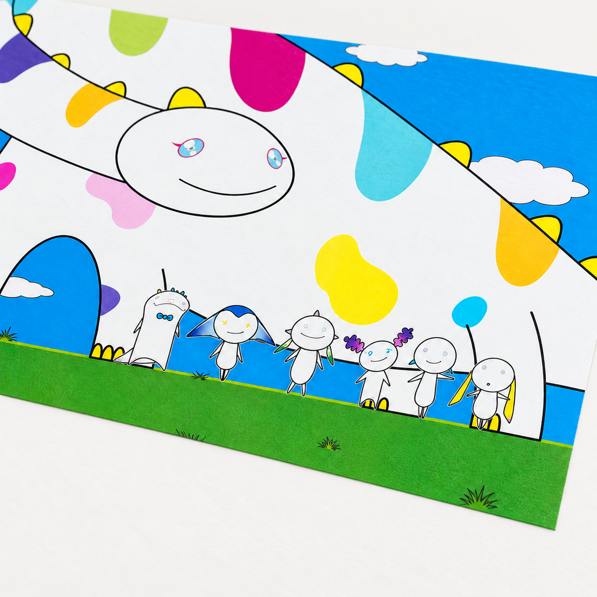 Takashi Murakami hand-signed original lithograph, limited-edition Japanese contemporary art print featuring the artist’s colorful Superflat style.