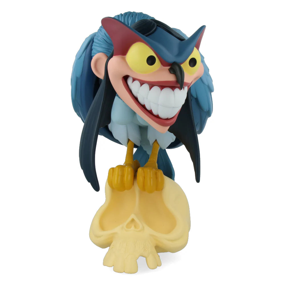 Toy figure with exaggerated facial expression on a white background Standing 30cm tall and limited/numbered to 200 pieces;, this “blue” version of Peter de Seves' Harpy comes with two pairs of interchangeable, magnetic wings.