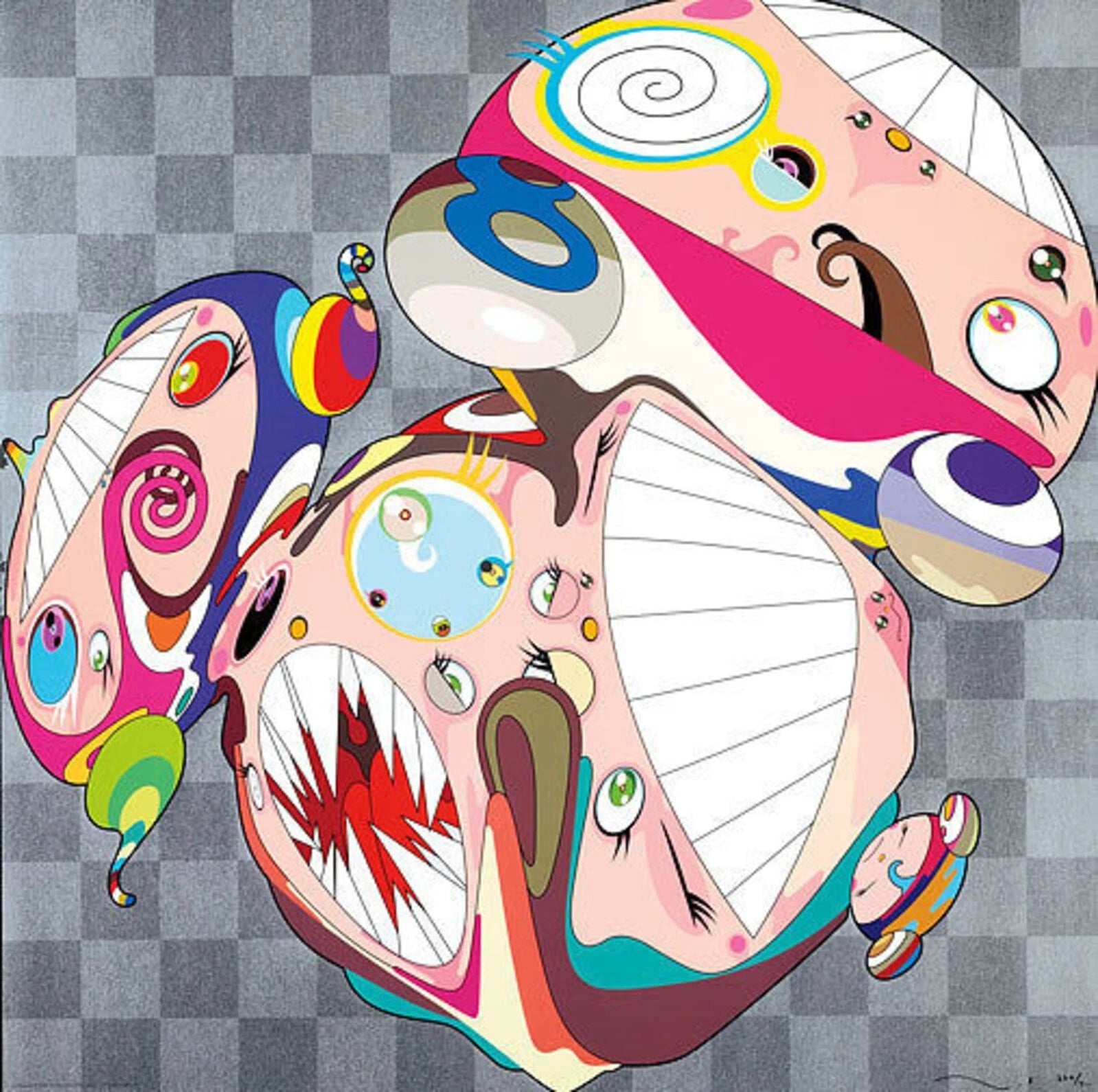 Original signed Takashi Murakami print for sale, authentic limited edition Japanese pop art print with bright colors and famous DOB design