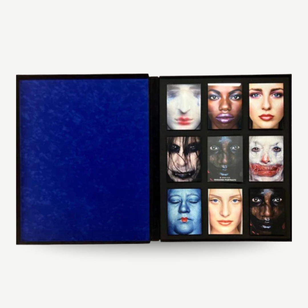 Complete set of Paradise Portraits by Erwin Olaf in the original, velvet portfolio
The set includes the following portraits: Roy, Mieke, Renee, Tabara, Geisha, Saskia, Edwin, Harry &amp; the Limited Edition booklet with all the portraits as card postals, published by Reflex Modern Art Gallery&nbsp;