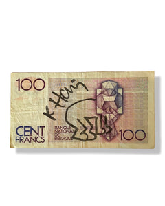 Keith Haring - Drawing and Signature on Francs
